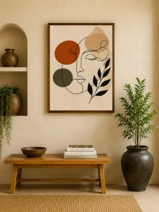 Serenity in Shapes – Modern Botanical and Feminine Face Illustration