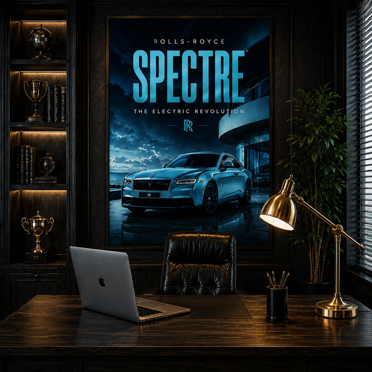 Rolls-Royce Spectre Canvas Poster – The Electric Revolution Luxury Coupe Night Skyline Wall Art - Image 5