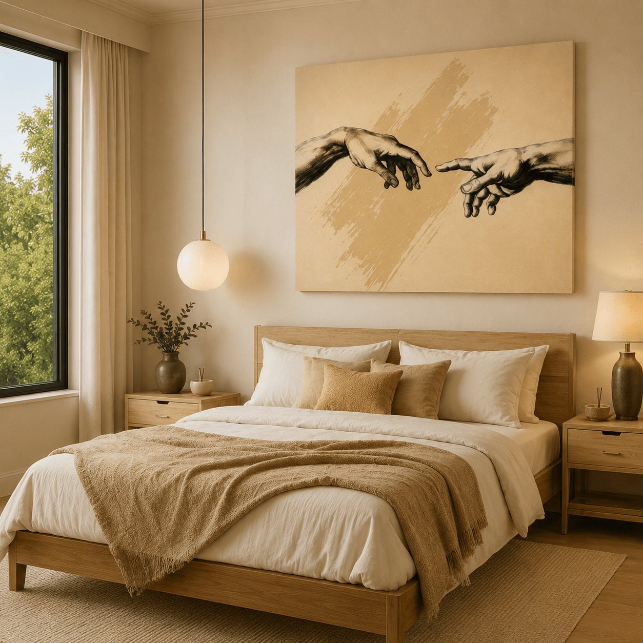 Renaissance Hands Canvas Art – Minimalist Creation Sketch Print - Image 3
