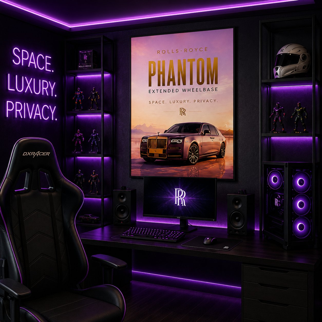 Rolls-Royce Phantom Extended Wheelbase Wall Art – Luxury Rose Gold Canvas Print - Image 5