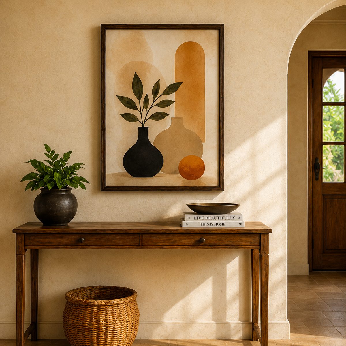 Earthbound Harmony – Modern Mid-Century Ceramic Shapes Illustration