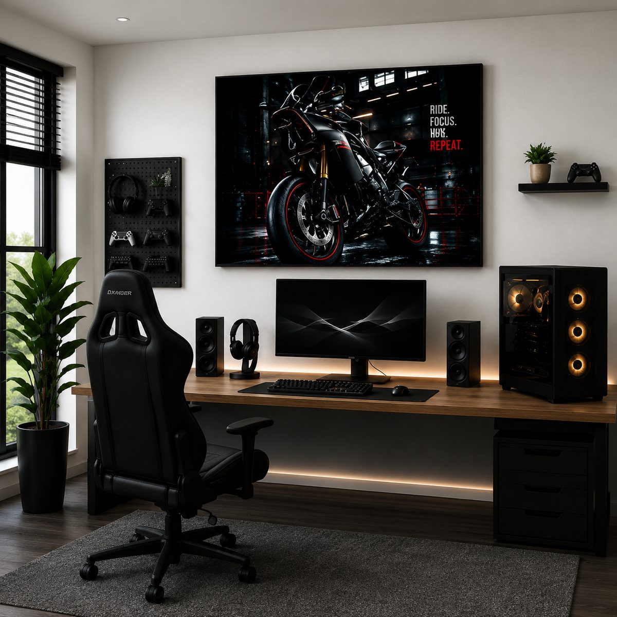 BMW S1000RR Motorcycle Wall Art – Stealth Black Cyberpunk Garage Canvas Print - Image 3