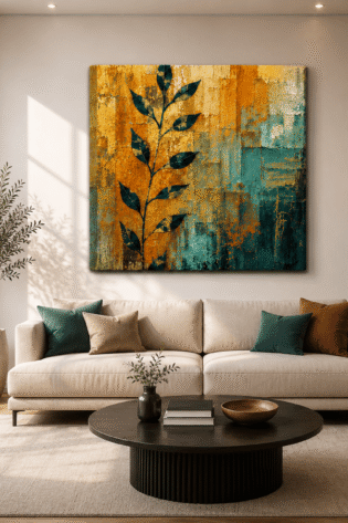 Autumn Patina – Heavy Texture Abstract Expressionist Floral Illustration
