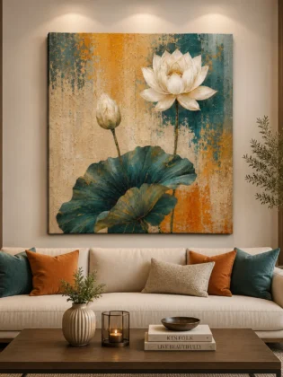 Ethereal Bloom – Heavy Texture Expressionist Lotus Illustration