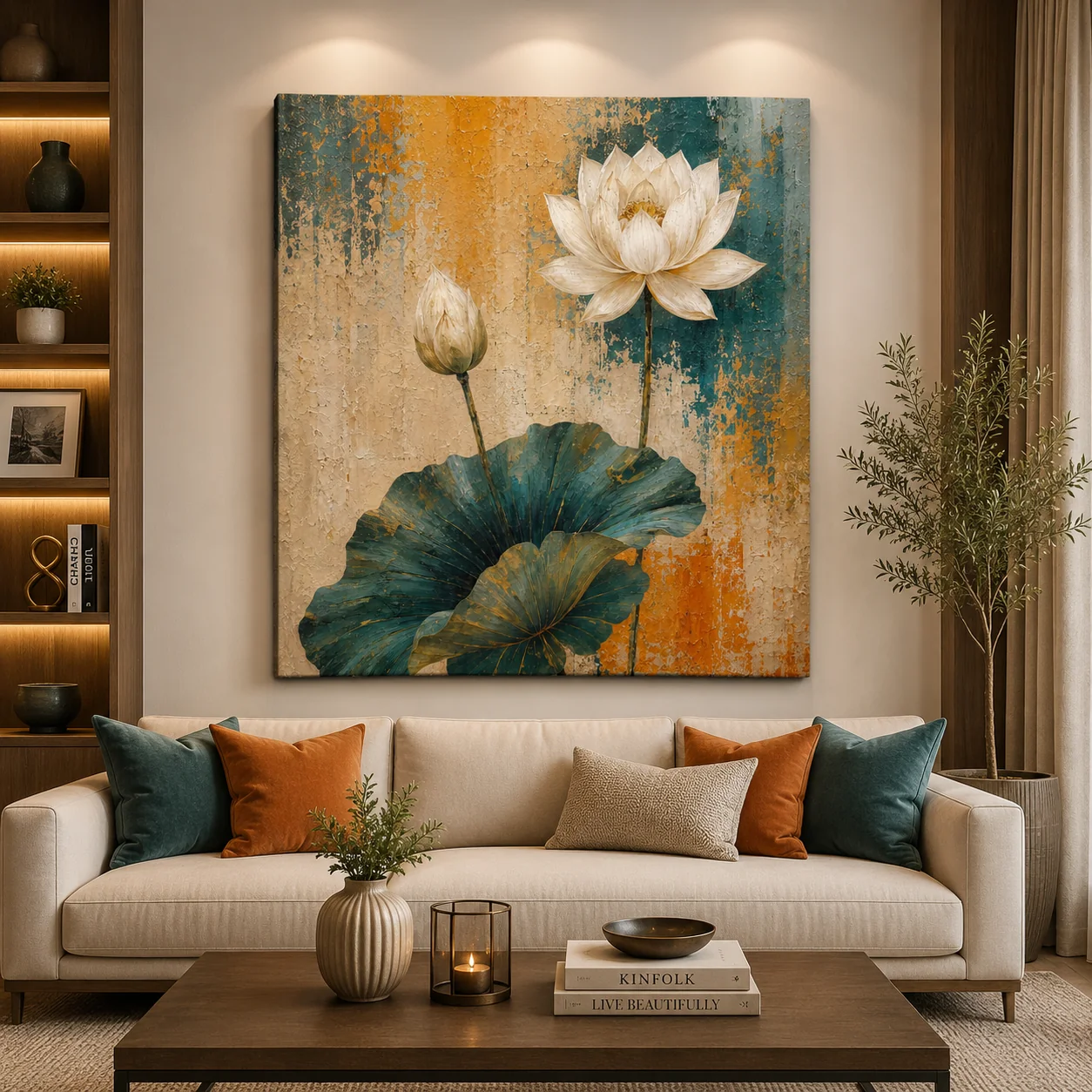 Ethereal Bloom – Heavy Texture Expressionist Lotus Illustration