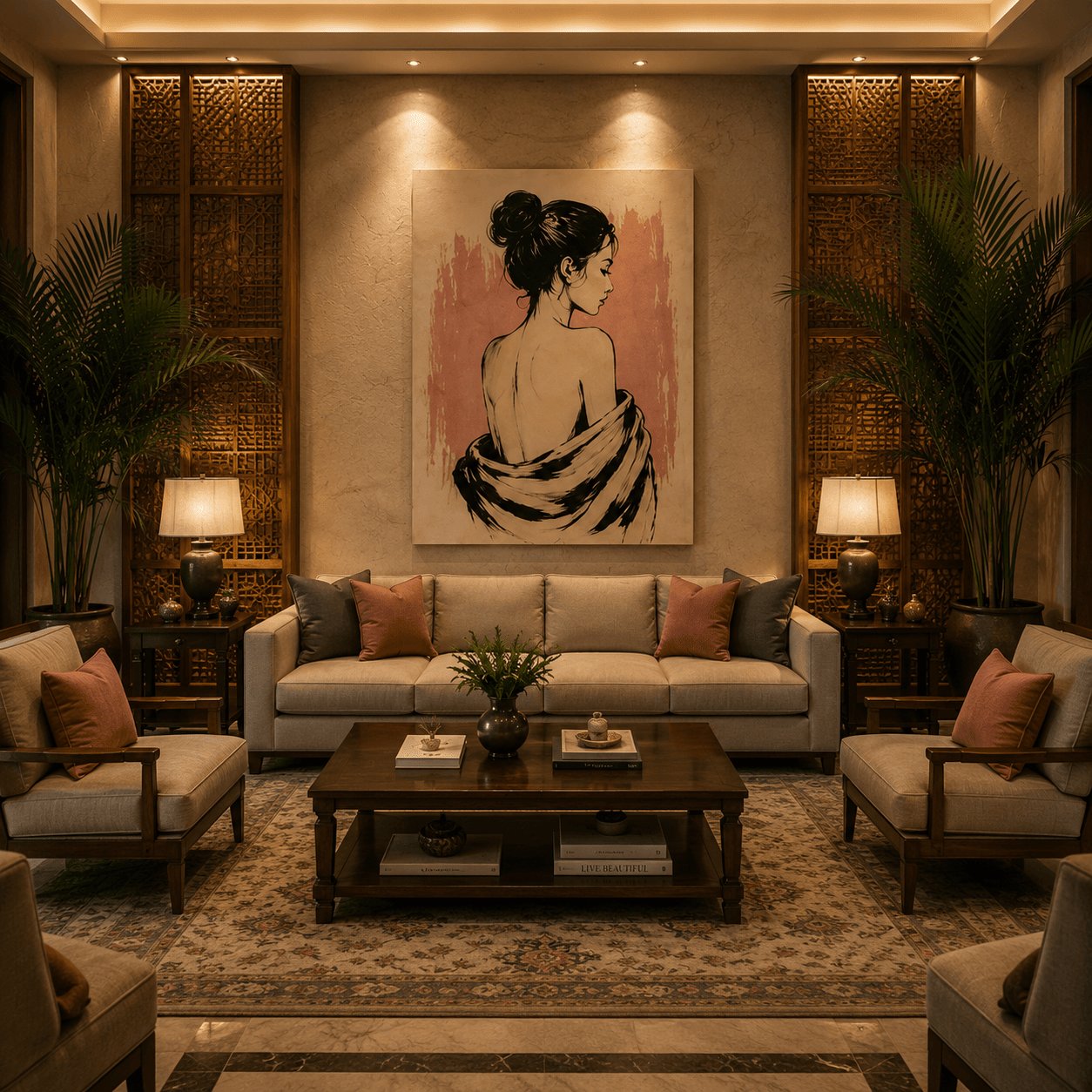 Sensual Elegance Fashion Canvas Art – Dusty Rose & Ink - Image 4