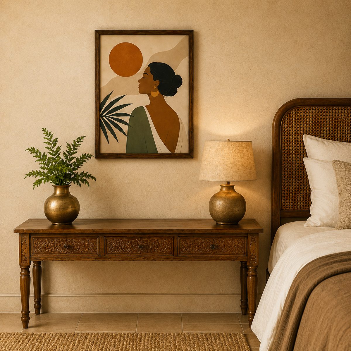 Golden Hour Serenity – Modern Earth Tone Feminine Silhouette Canvas - Image 4