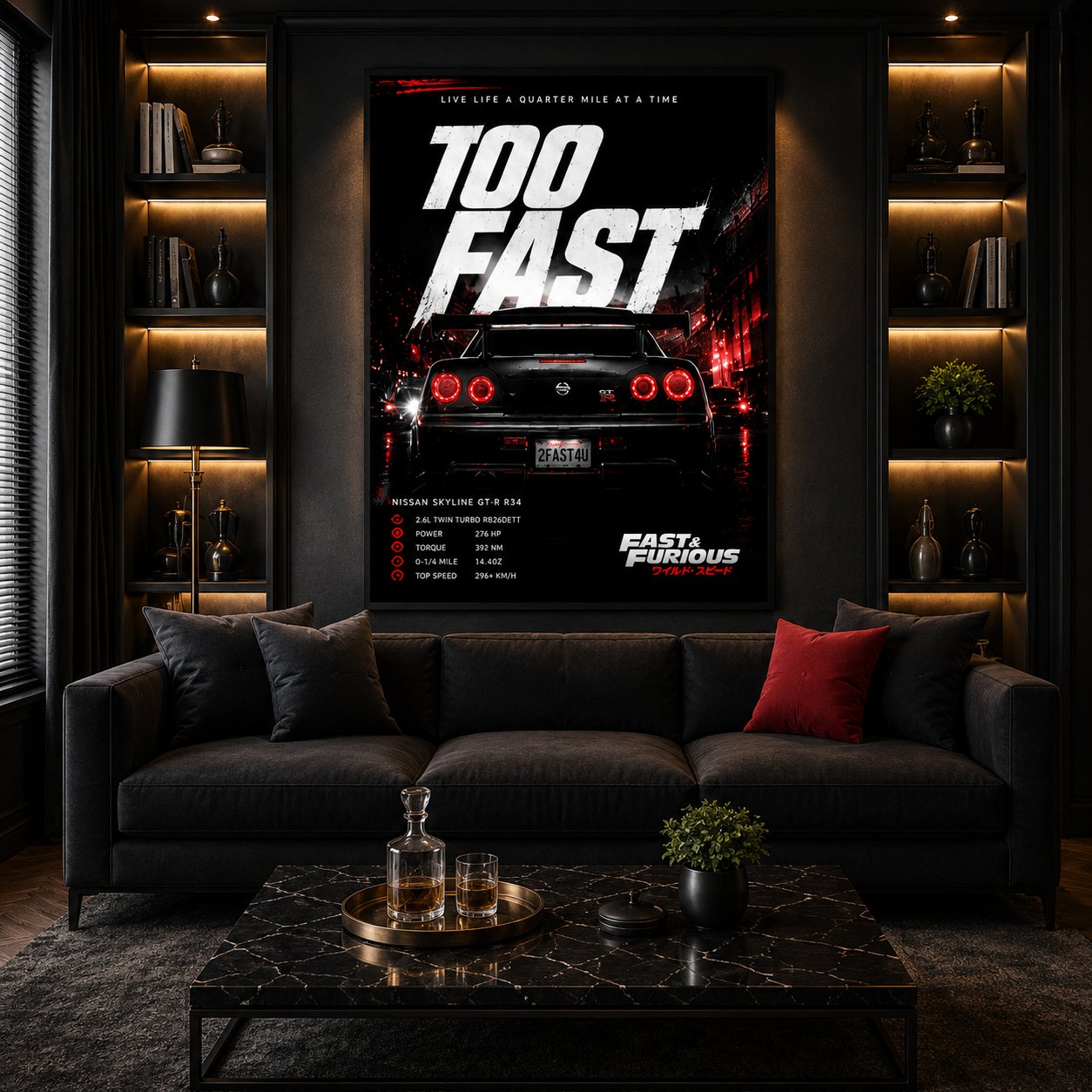 JDM Nissan Skyline GT-R R34 Canvas Poster – Too Fast Fast & Furious Car Wall Art - Image 3