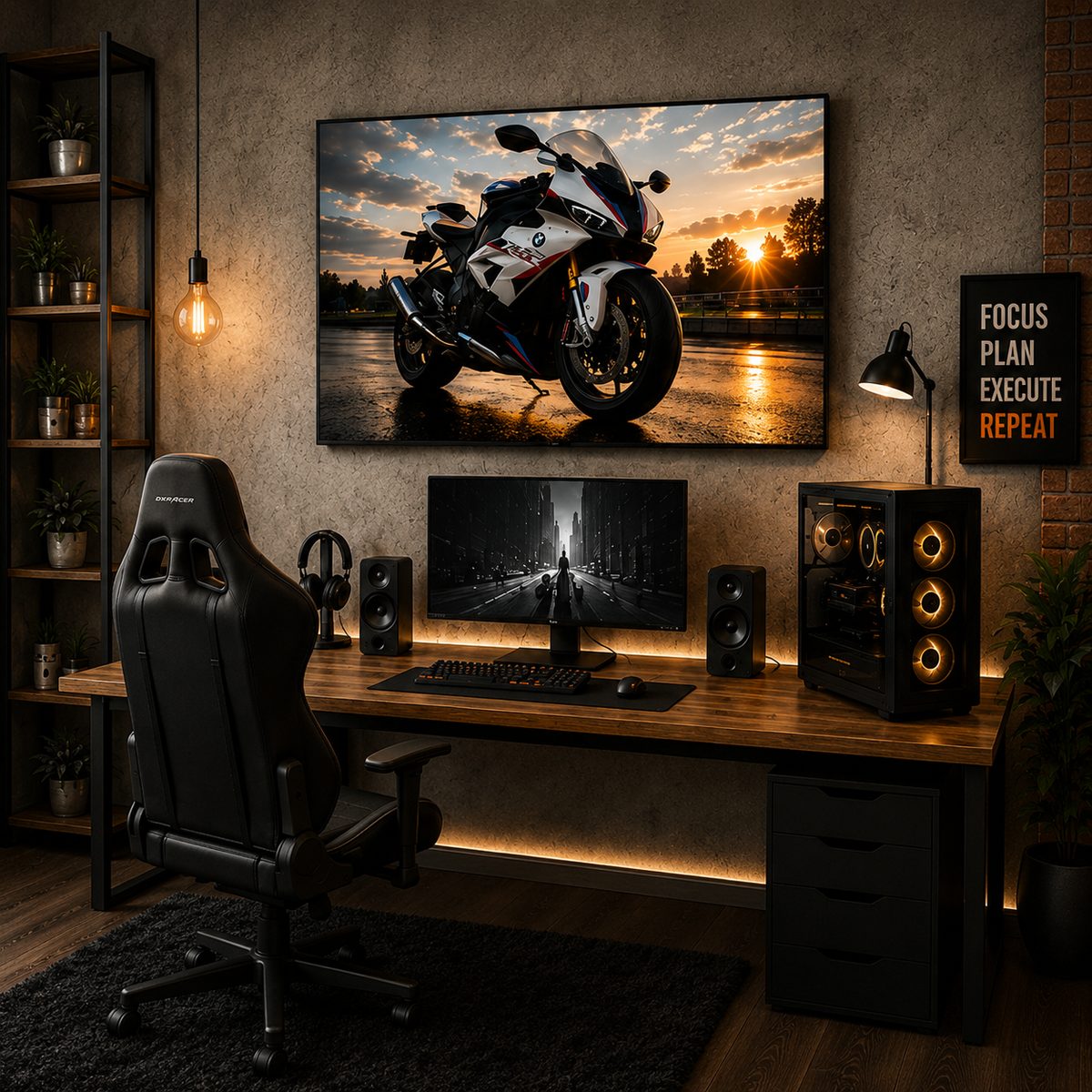 BMW S1000RR Motorcycle Wall Art – Motorsport White Trackside Sunset Canvas Print - Image 3