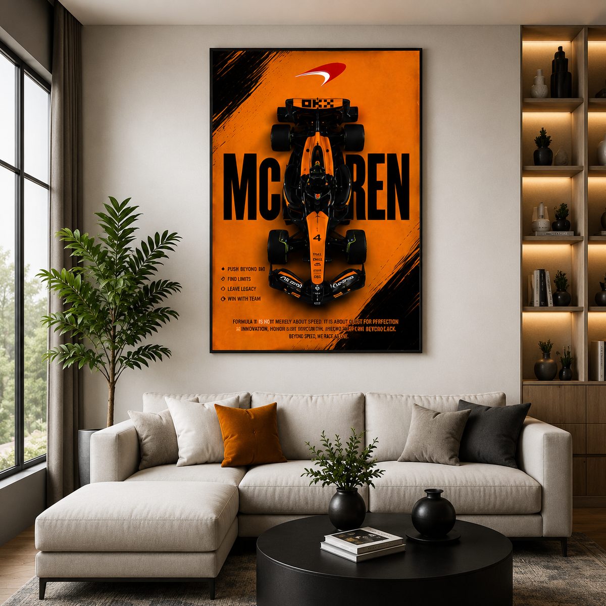 McLaren F1 Racing Car Wall Art – Papaya Orange Formula 1 Top Down Canvas Print