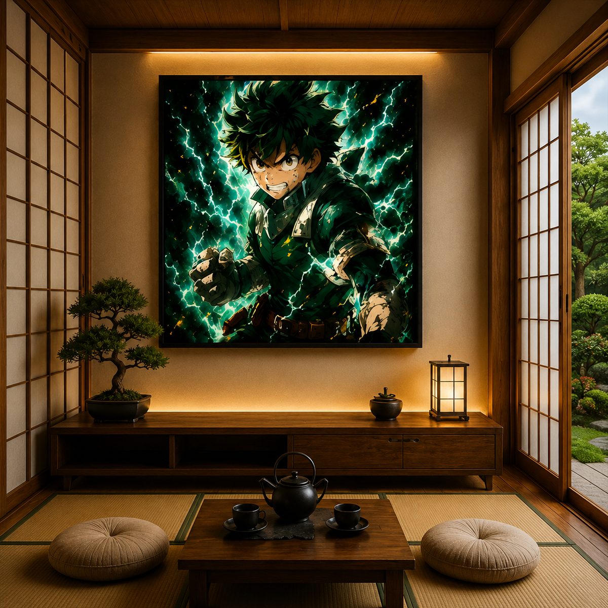 My Hero Academia Deku Wall Art – Izuku Midoriya One For All Lightning Canvas Print