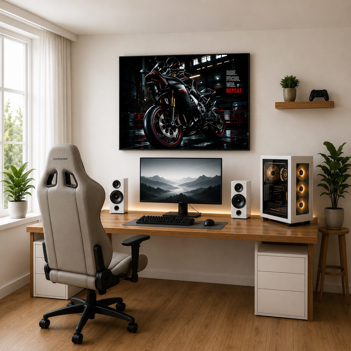 BMW S1000RR Motorcycle Wall Art – Stealth Black Cyberpunk Garage Canvas Print