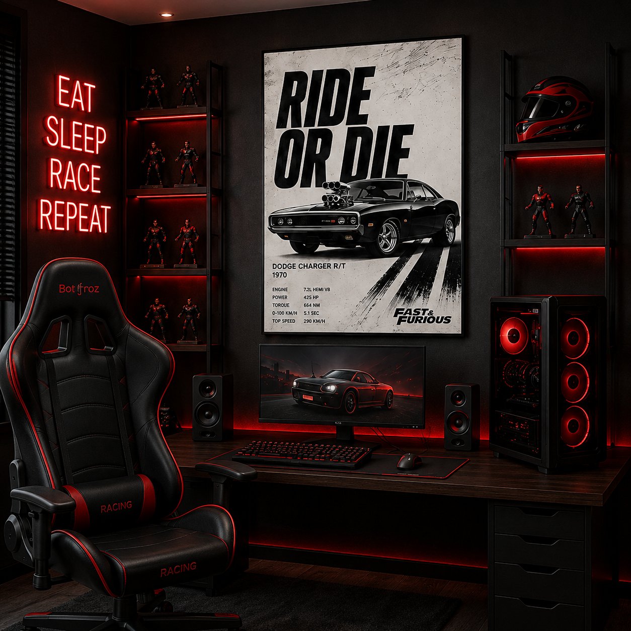 Classic 1970 Dodge Charger R/T Canvas Poster – Ride or Die Fast & Furious Muscle Car Wall Art - Image 3