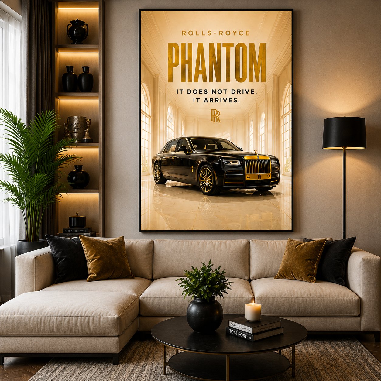 Rolls-Royce Phantom Canvas Poster – It Does Not Drive, It Arrives Luxury Car Wall Art