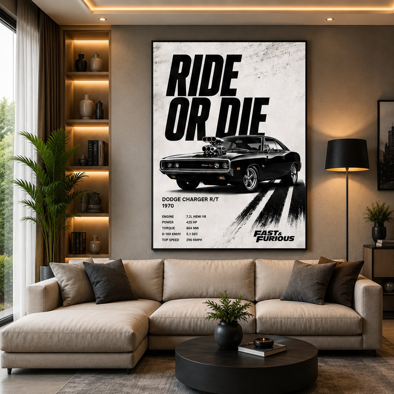 Classic 1970 Dodge Charger R/T Canvas Poster – Ride or Die Fast & Furious Muscle Car Wall Art