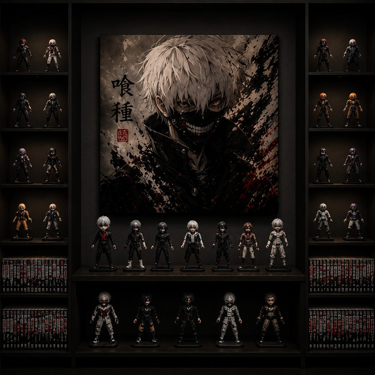 Tokyo Ghoul Ken Kaneki Wall Art – White Hair Ghoul Mask Ink Splatter Canvas Print - Image 4