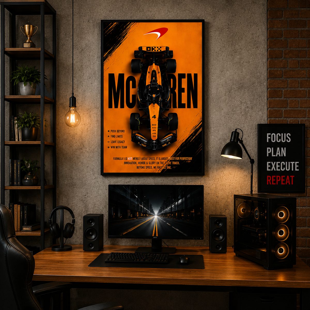 McLaren F1 Racing Car Wall Art – Papaya Orange Formula 1 Top Down Canvas Print - Image 4