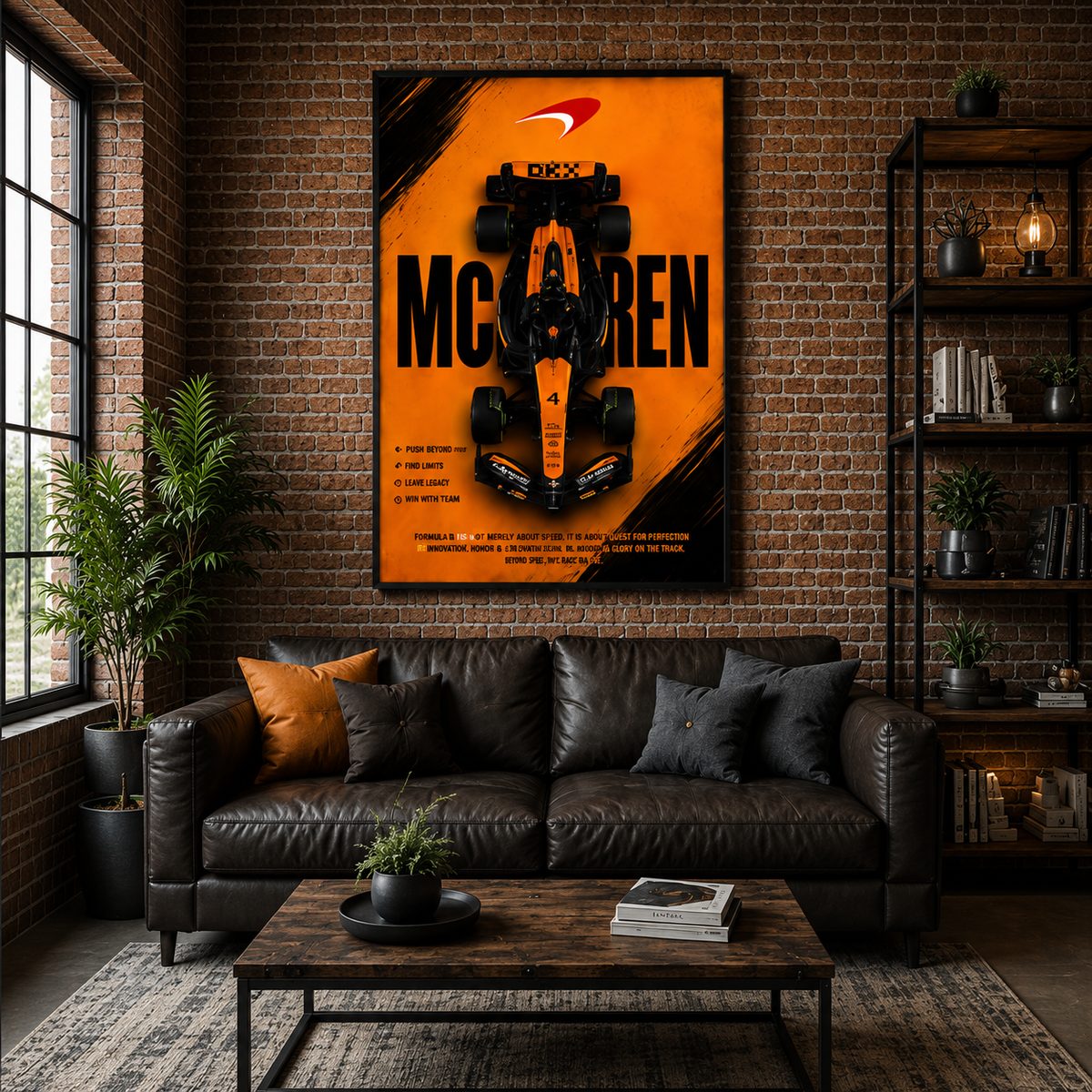 McLaren F1 Racing Car Wall Art – Papaya Orange Formula 1 Top Down Canvas Print - Image 2