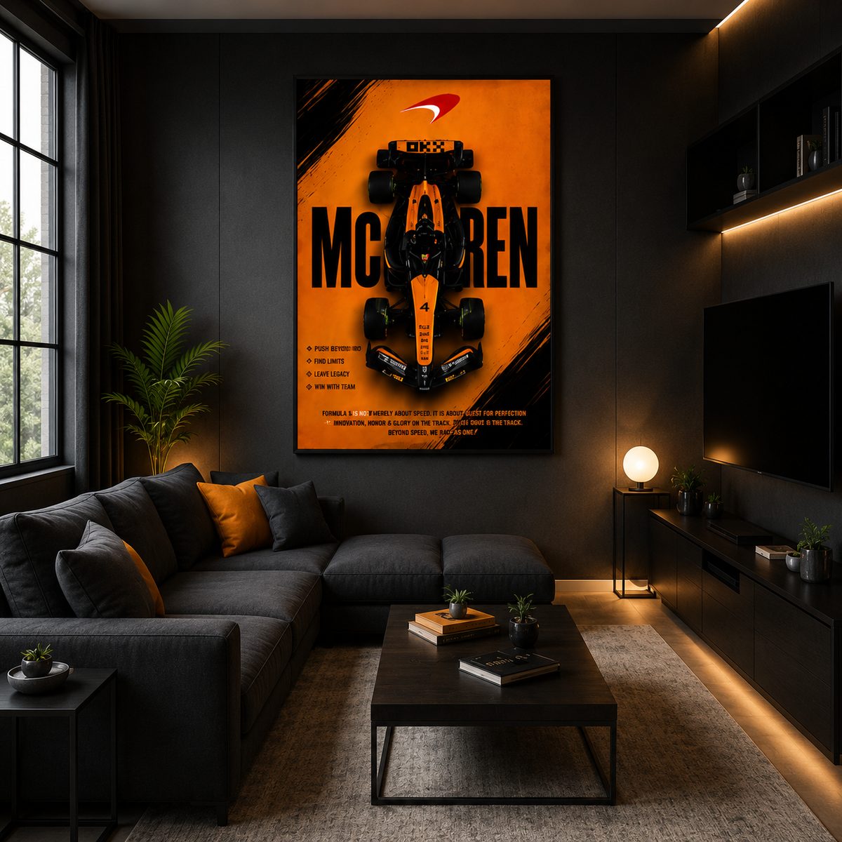 McLaren F1 Racing Car Wall Art – Papaya Orange Formula 1 Top Down Canvas Print - Image 3