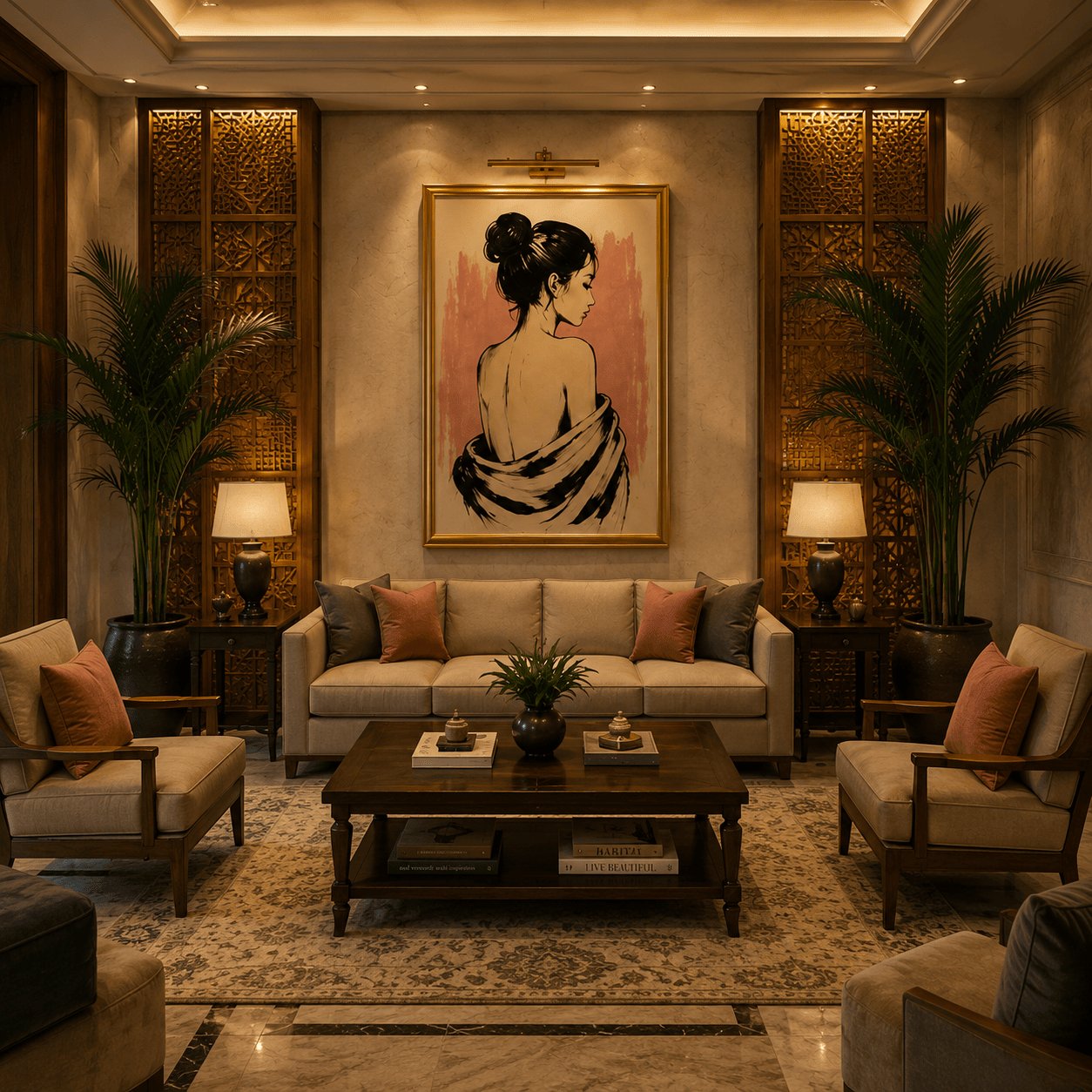 Sensual Elegance Fashion Canvas Art – Dusty Rose & Ink - Image 2