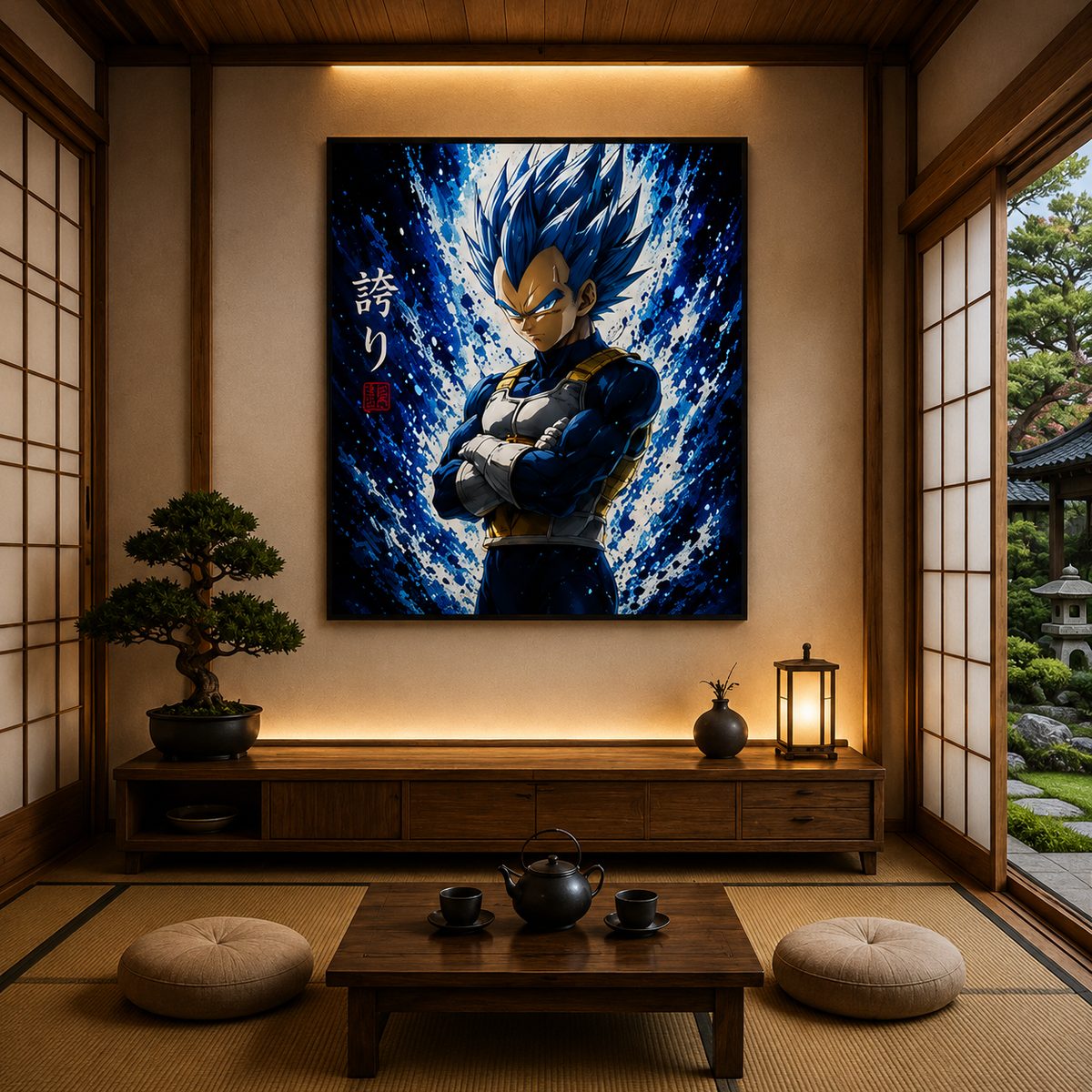 Dragon Ball Vegeta Anime Wall Art – Super Saiyan Blue Cosmos Canvas Print