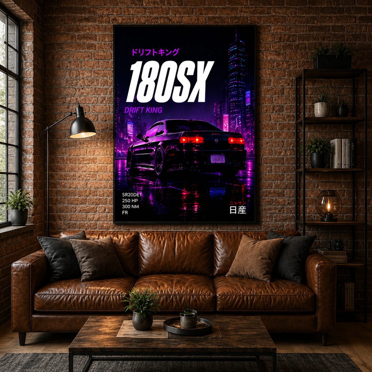 Nissan 180SX JDM Car Wall Art – Cyberpunk Neon Purple Drift King Canvas Print - Image 3
