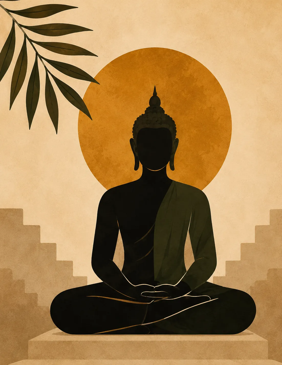 Minimalist Meditating Buddha Canvas Art – Organic Modern Zen Spiritual Print - Image 2