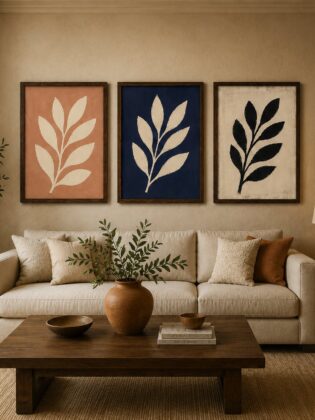 Minimalist Botanical Branches Canvas Art – Organic Modern Triptych Print Set