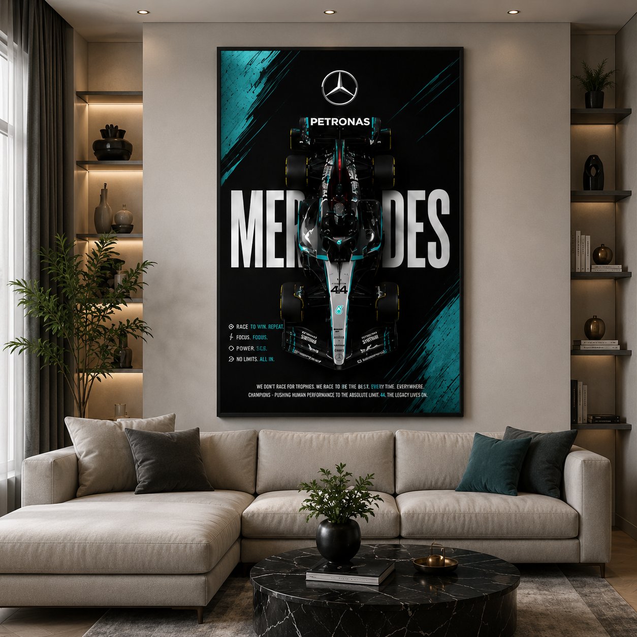 Mercedes-AMG Petronas F1 Team Canvas Poster – No. 44 Formula One Racing Car Wall Art - Image 4