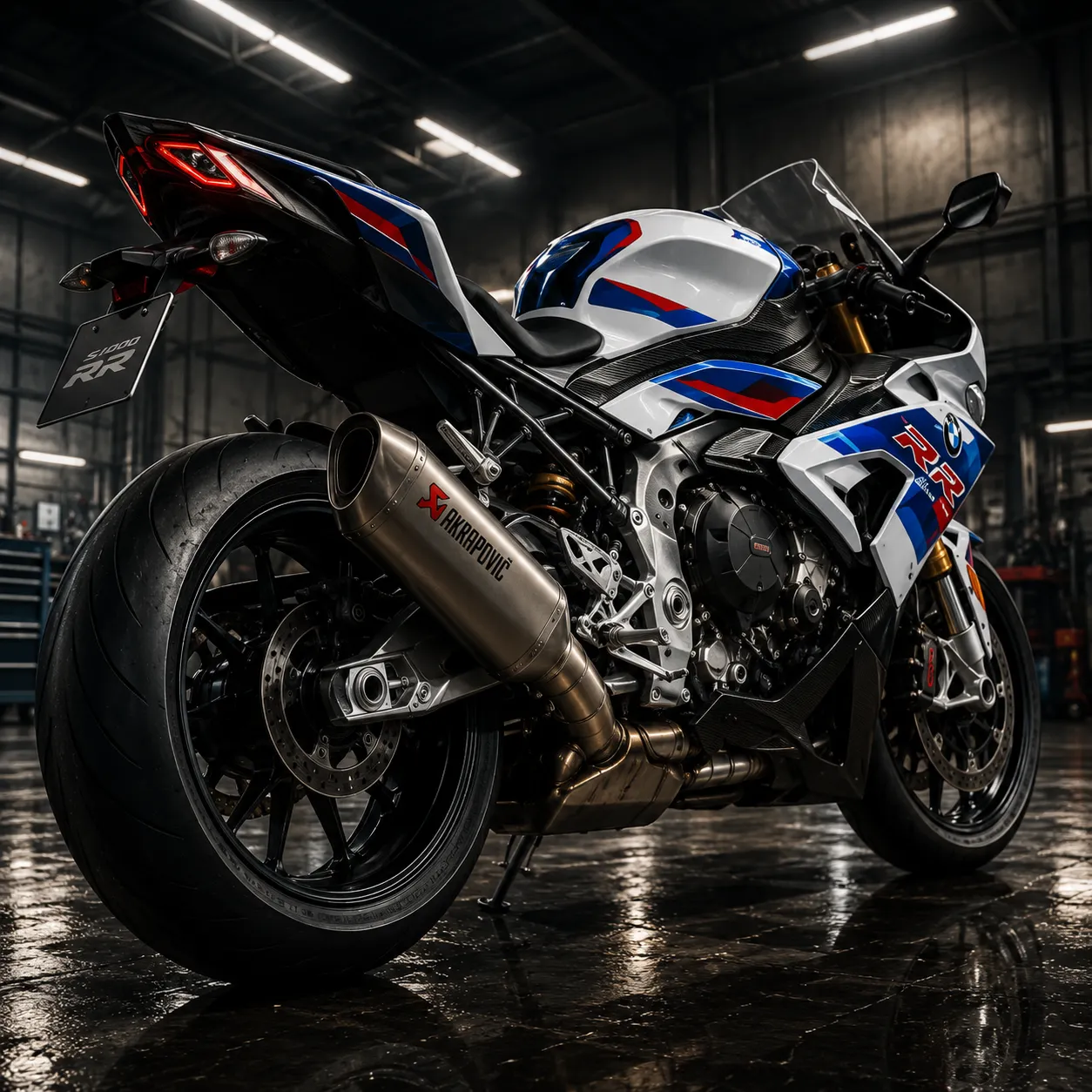 BMW S1000RR Motorcycle Wall Art – Motorsport White Neon Garage Canvas Print - Image 2
