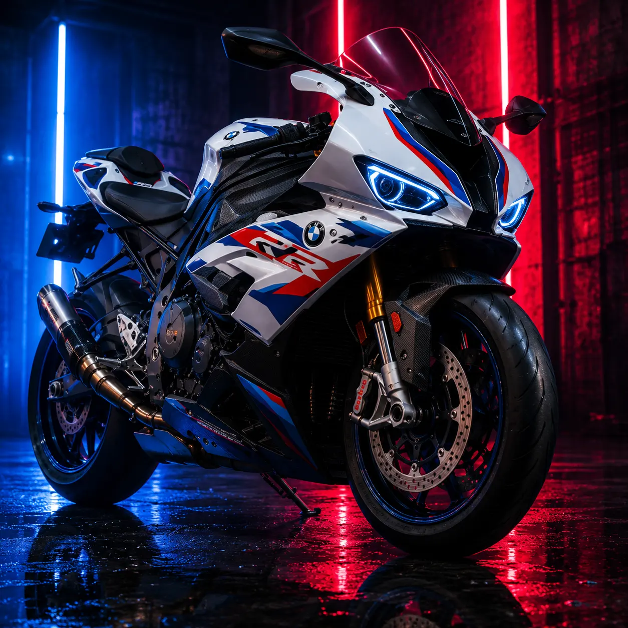 BMW S1000RR Motorcycle Wall Art – Cyberpunk Neon Racing Superbike Canvas Print - Image 2