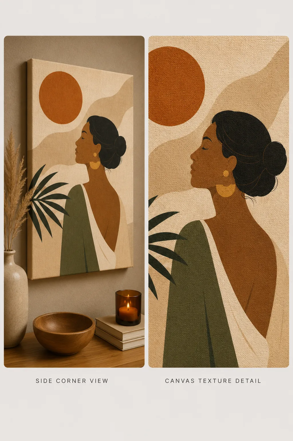 Golden Hour Serenity – Modern Earth Tone Feminine Silhouette Canvas - Image 4