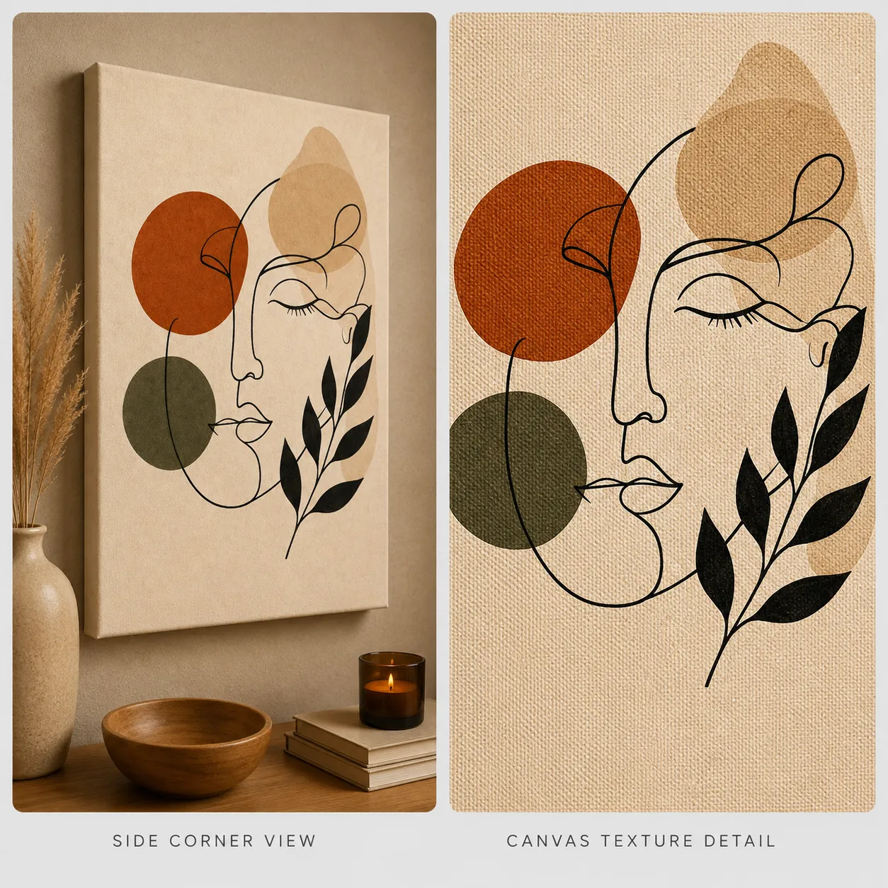 Serenity in Shapes – Modern Botanical and Feminine Face Illustration - Image 4