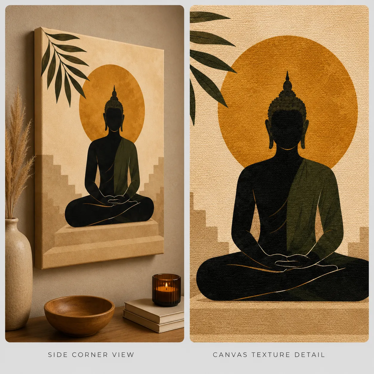Minimalist Meditating Buddha Canvas Art – Organic Modern Zen Spiritual Print - Image 4