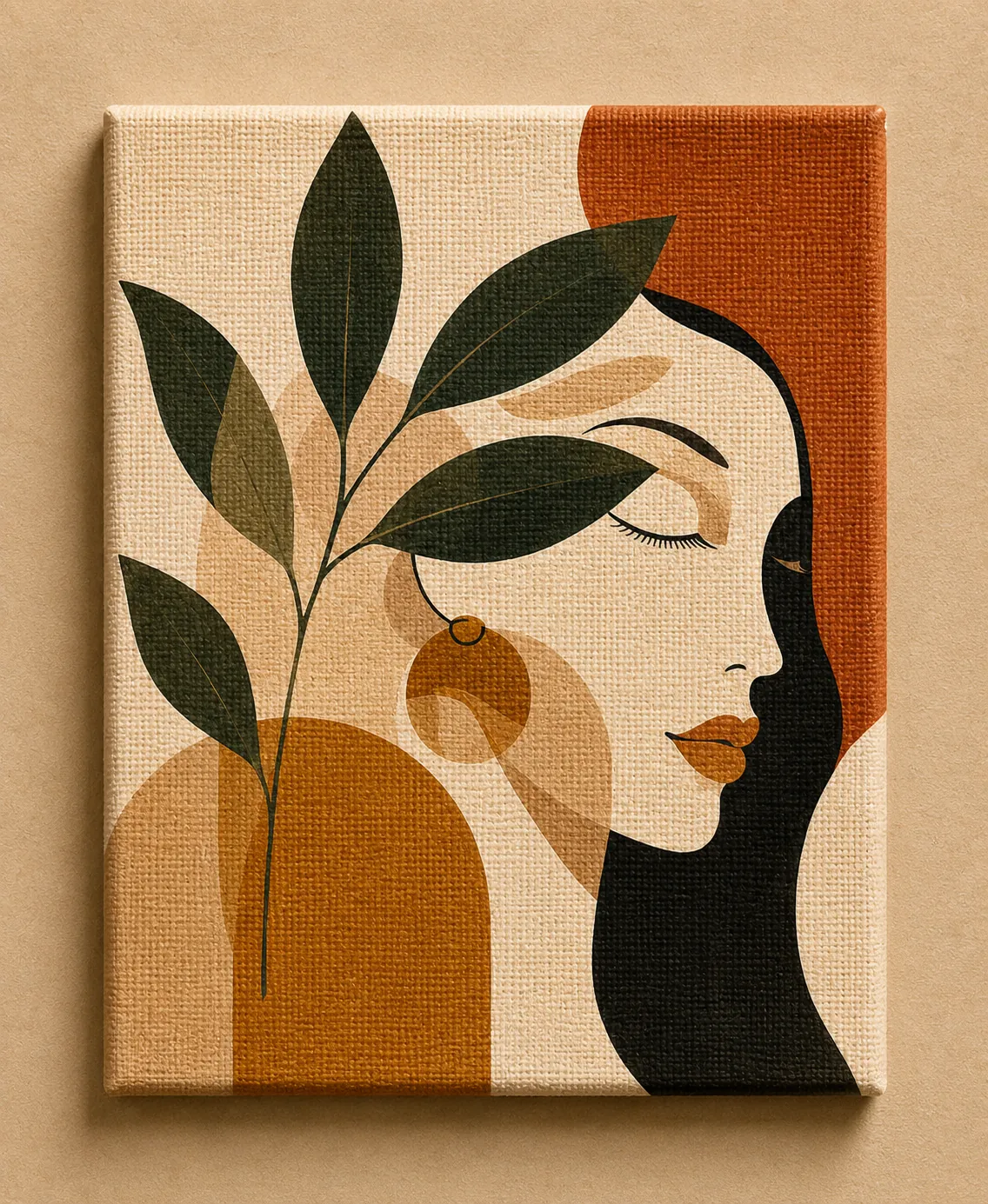 Earth Goddess – Modern Mid-Century Feminine Silhouette Wall Art - Image 3