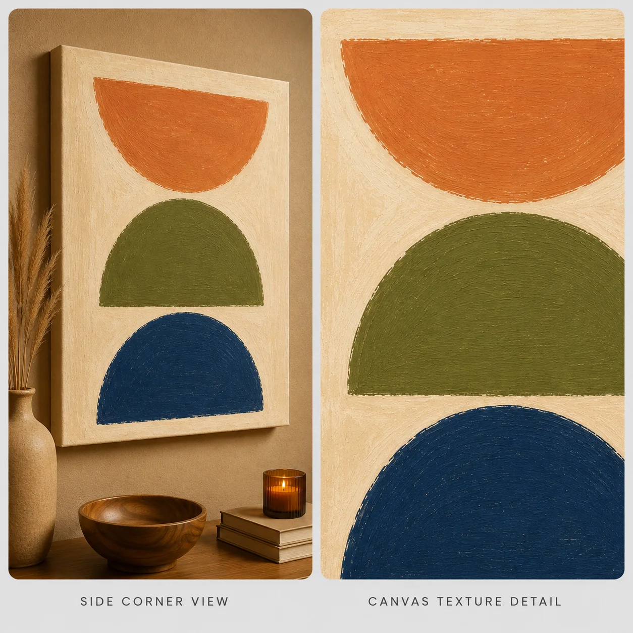 Minimalist Abstract Mid-Century Semi-Circles Canvas Art – Organic Modern Boho Print - Image 4