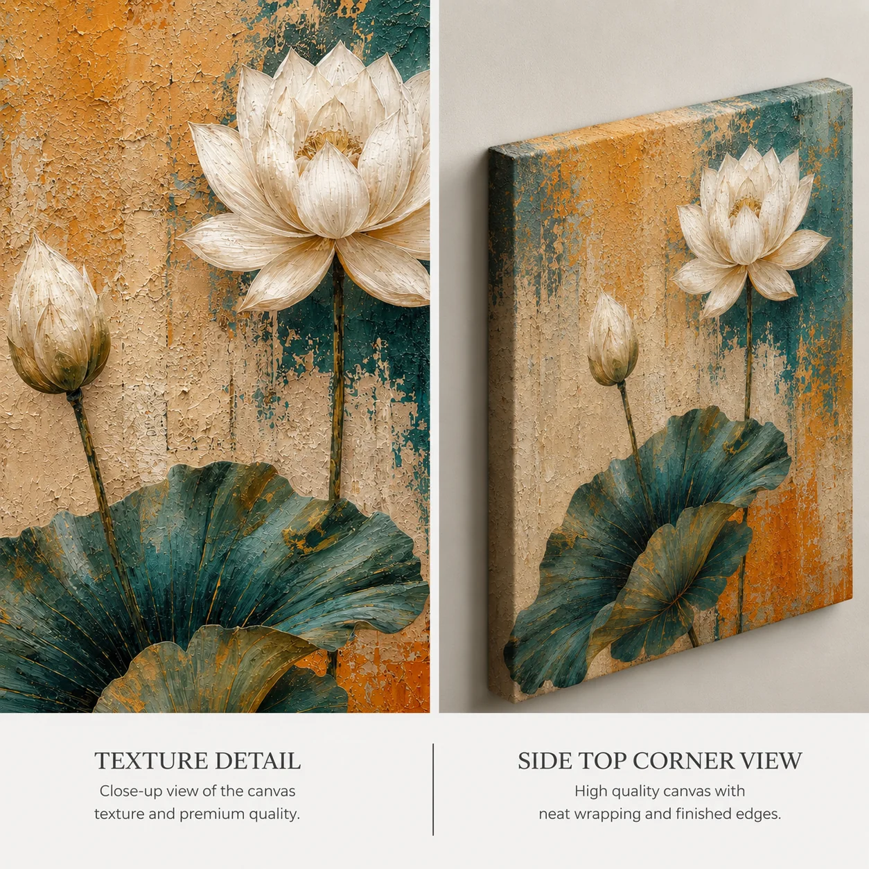 Ethereal Bloom – Heavy Texture Expressionist Lotus Illustration - Image 3
