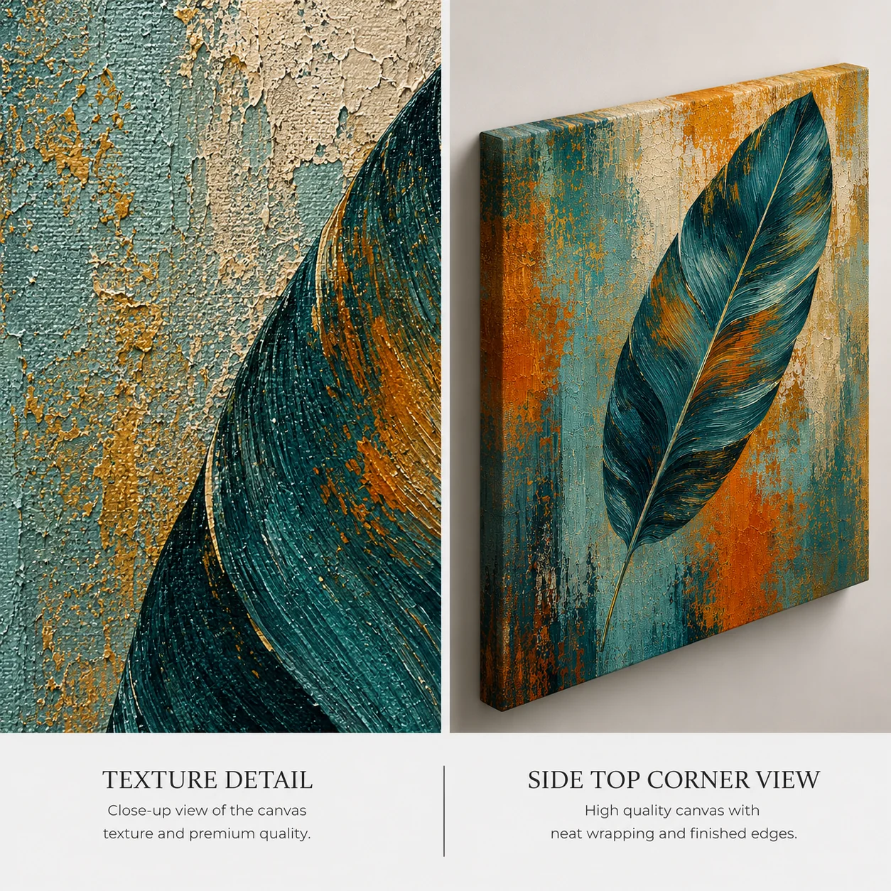 Teal Patina Plume – Textured Abstract Tropical Botanical Illustration - Image 4