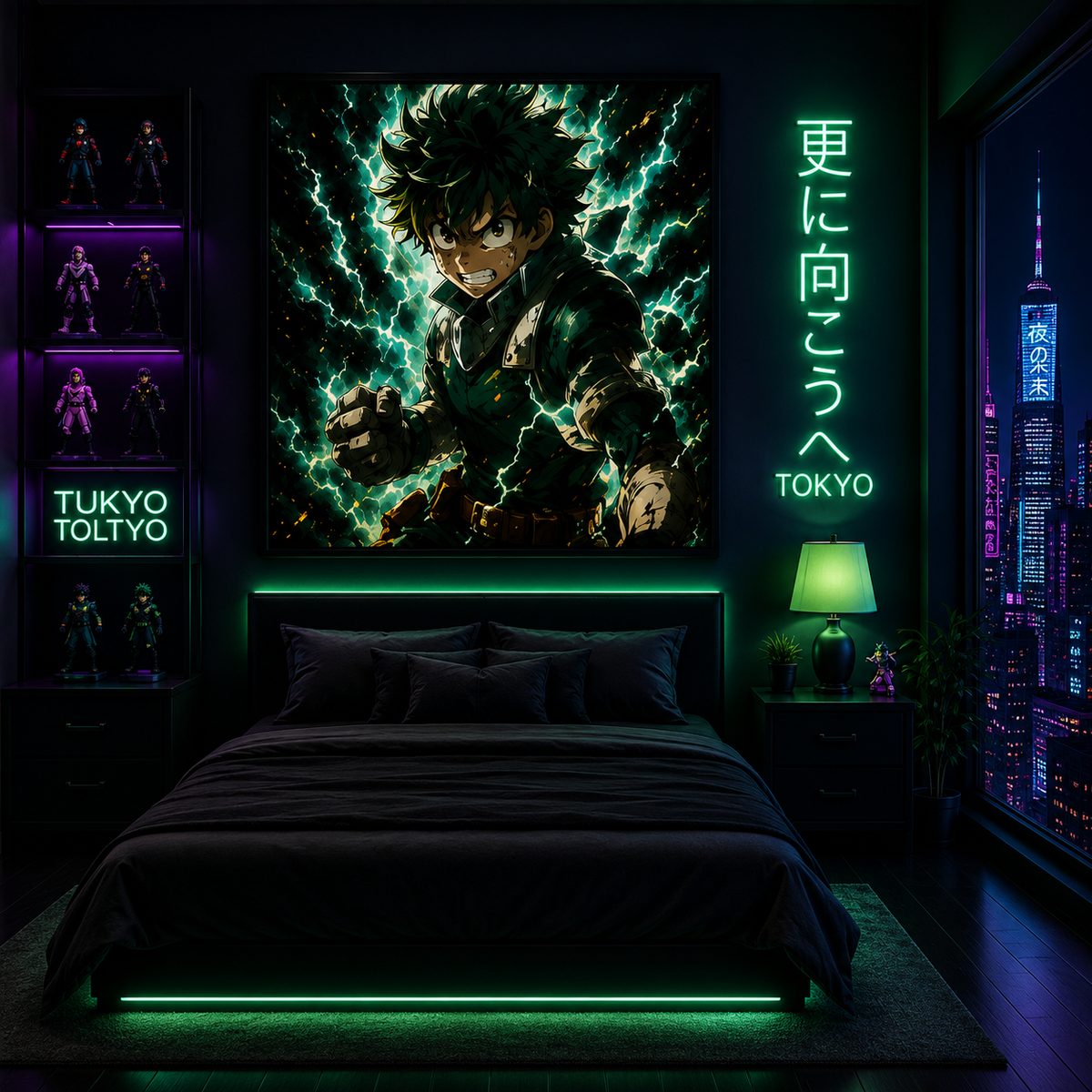 My Hero Academia Deku Wall Art – Izuku Midoriya One For All Lightning Canvas Print - Image 3