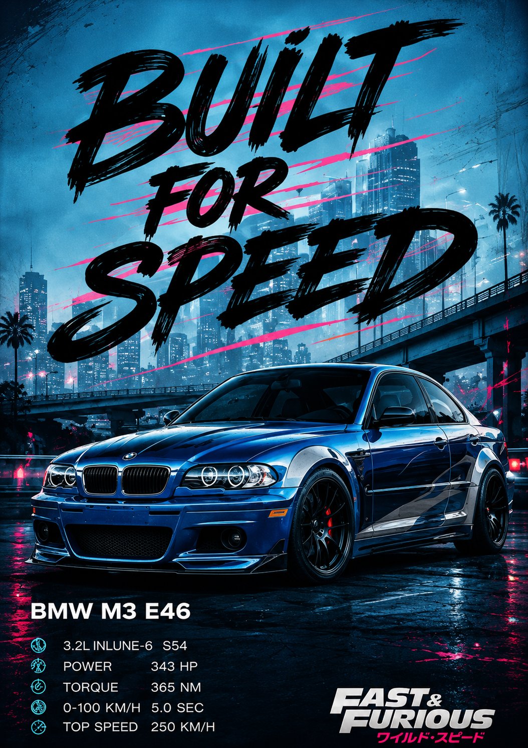 BMW M3 E46 Canvas Poster – Built For Speed Fast & Furious German Sports Car Wall Art - Image 4