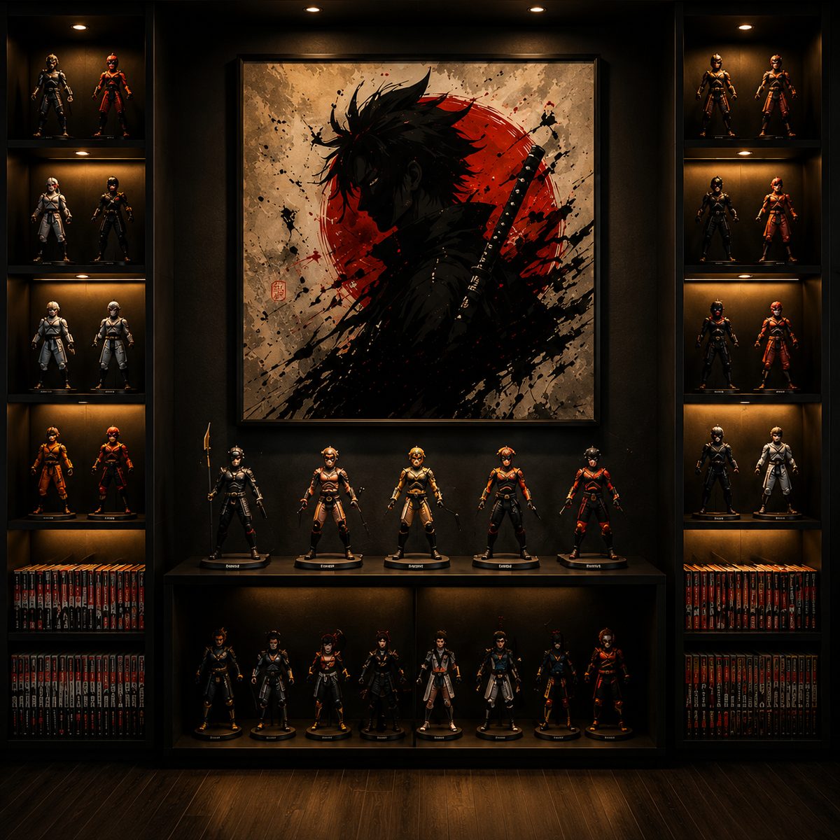 Japanese Samurai Anime Wall Art – Rising Sun Katana Ink Splatter Canvas Print - Image 5