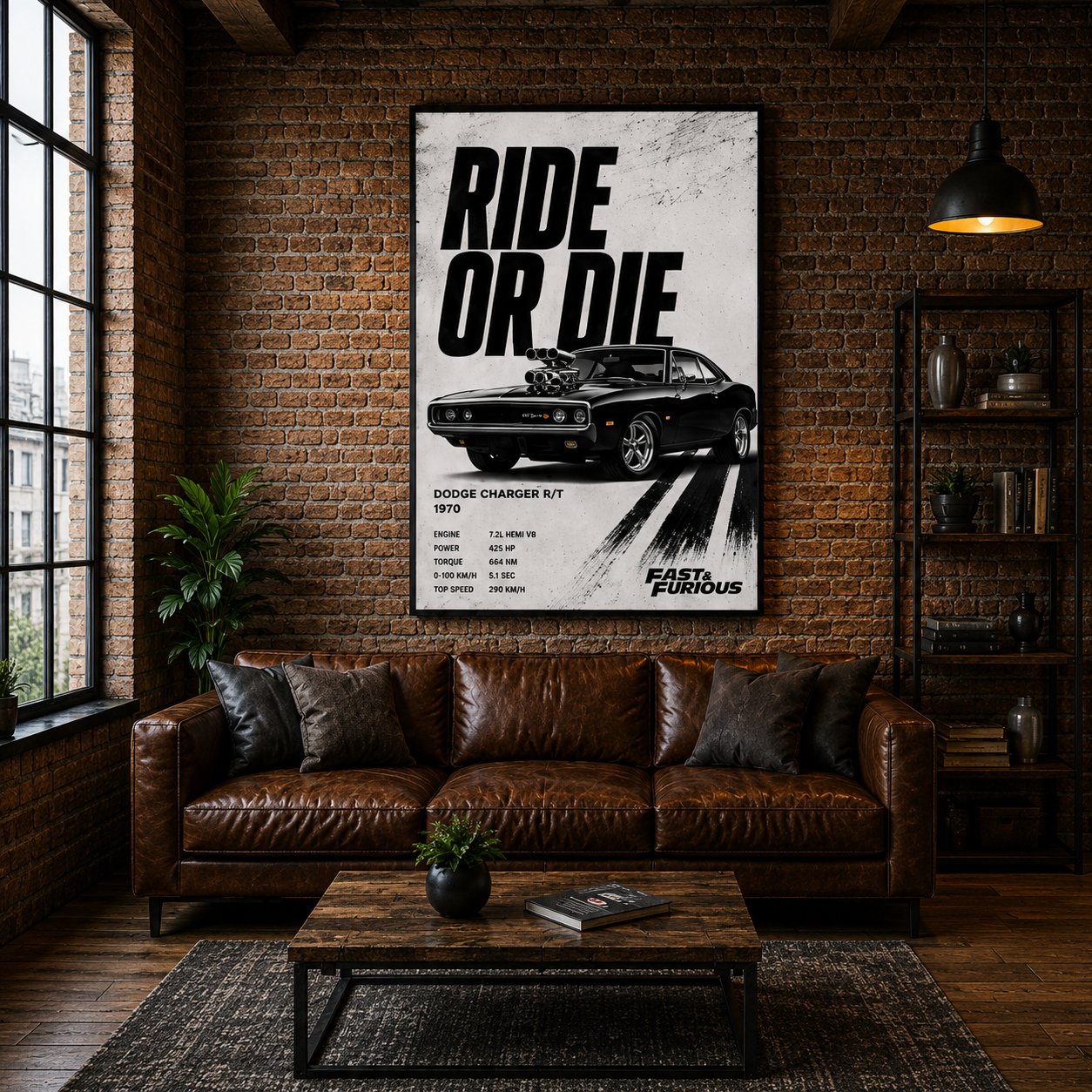 Classic 1970 Dodge Charger R/T Canvas Poster – Ride or Die Fast & Furious Muscle Car Wall Art - Image 4