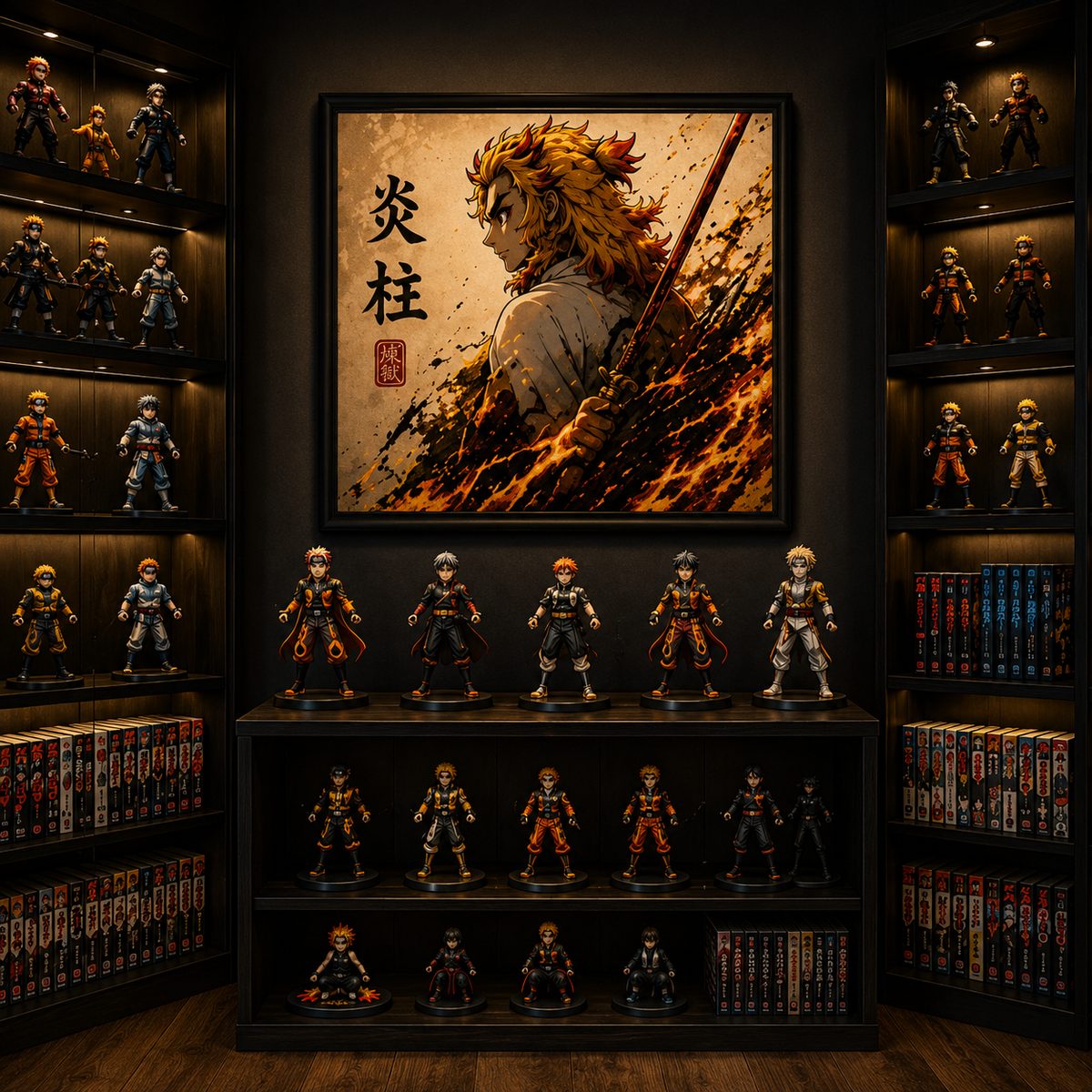Demon Slayer Rengoku Anime Wall Art – Flame Hashira Japanese Kanji Canvas Print - Image 4
