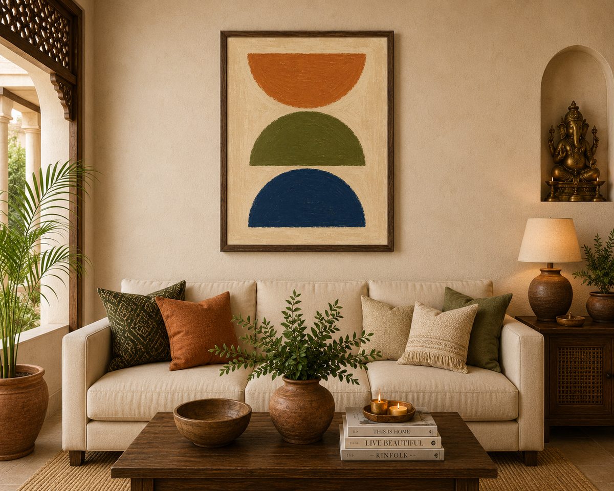 Minimalist Abstract Mid-Century Semi-Circles Canvas Art – Organic Modern Boho Print - Image 4
