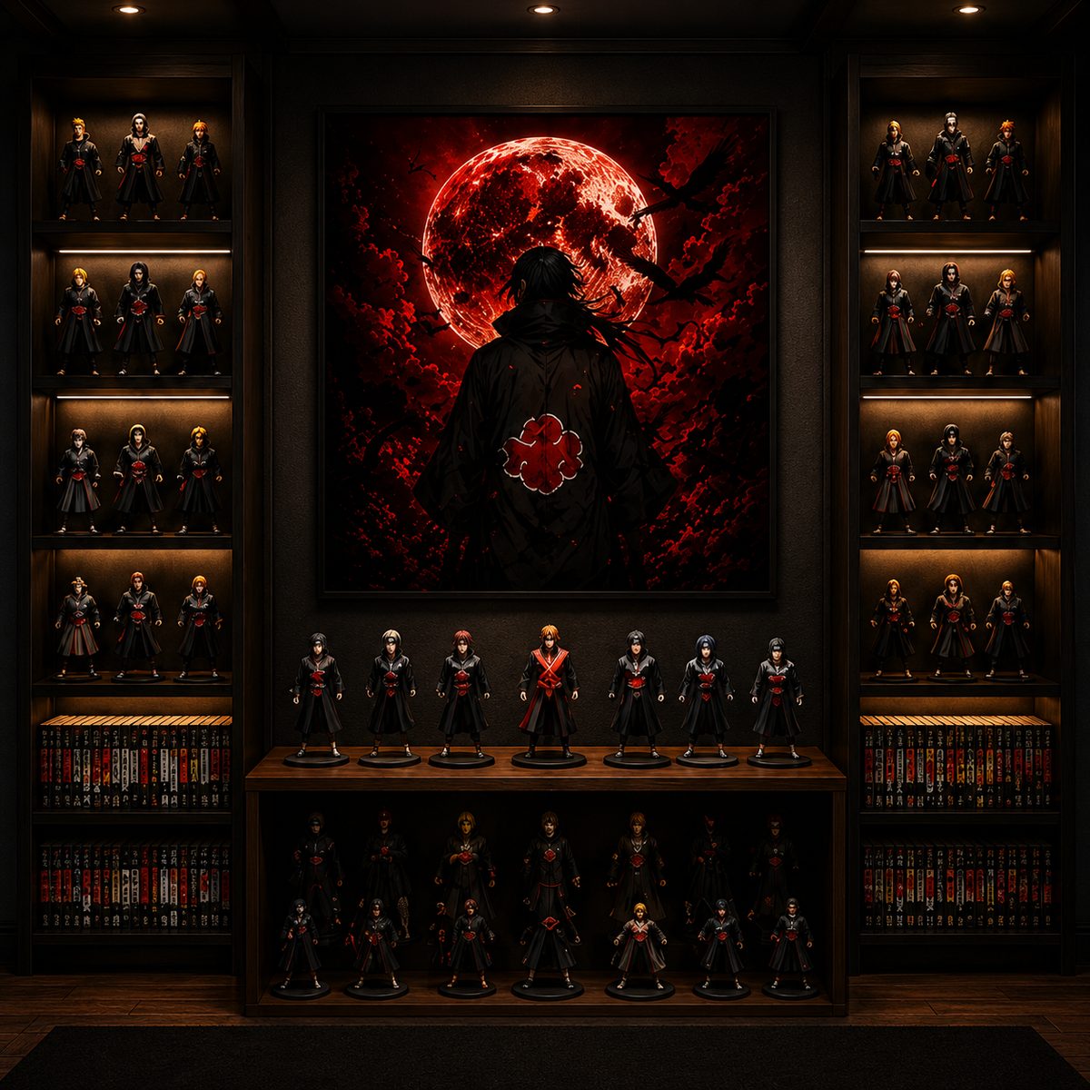Itachi Uchiha Blood Moon Wall Art – Akatsuki Genjutsu Crow Canvas Print - Image 5