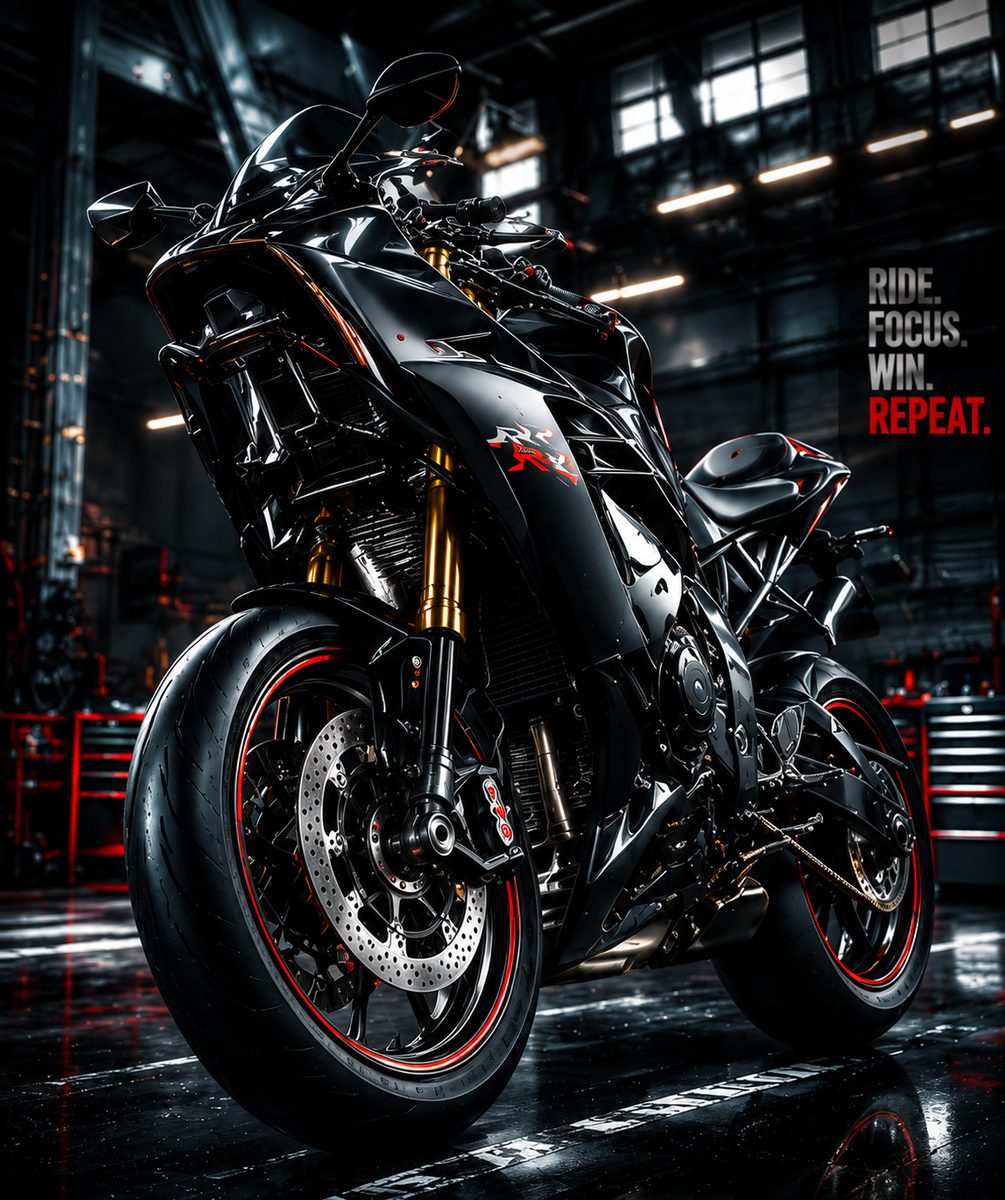 BMW S1000RR Motorcycle Wall Art – Stealth Black Cyberpunk Garage Canvas Print - Image 2
