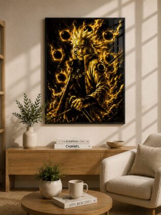 Six Paths Awakening – Golden Sage Energy Anime Wall Art Blockout Print