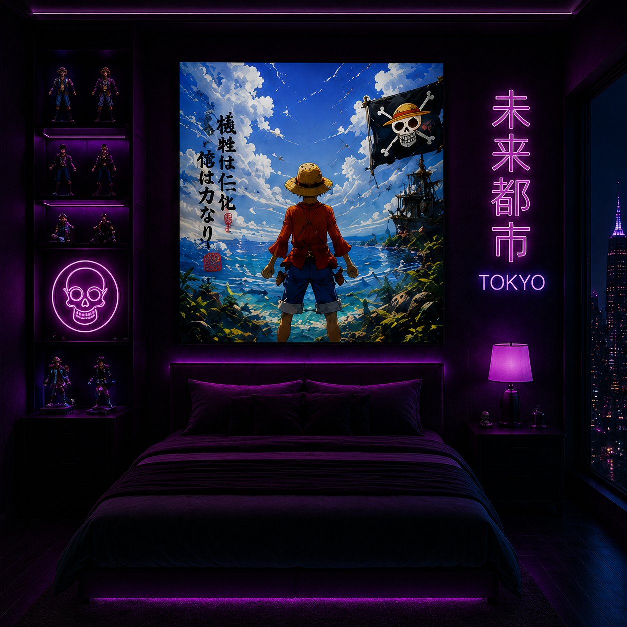 One Piece Luffy Wall Art – Straw Hat Pirate Flag Ocean Horizon Canvas Print - Image 2