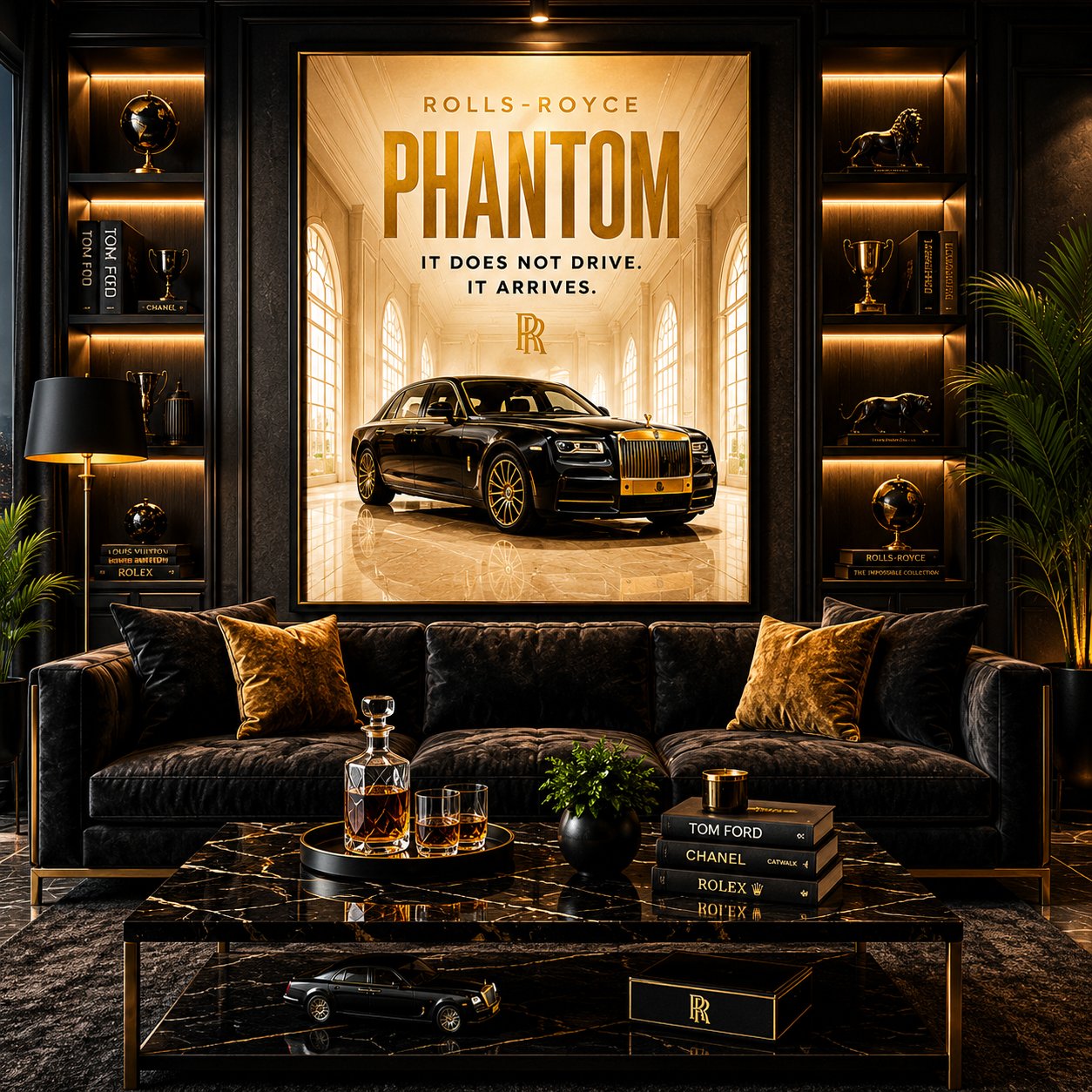 Rolls-Royce Phantom Canvas Poster – It Does Not Drive, It Arrives Luxury Car Wall Art - Image 3