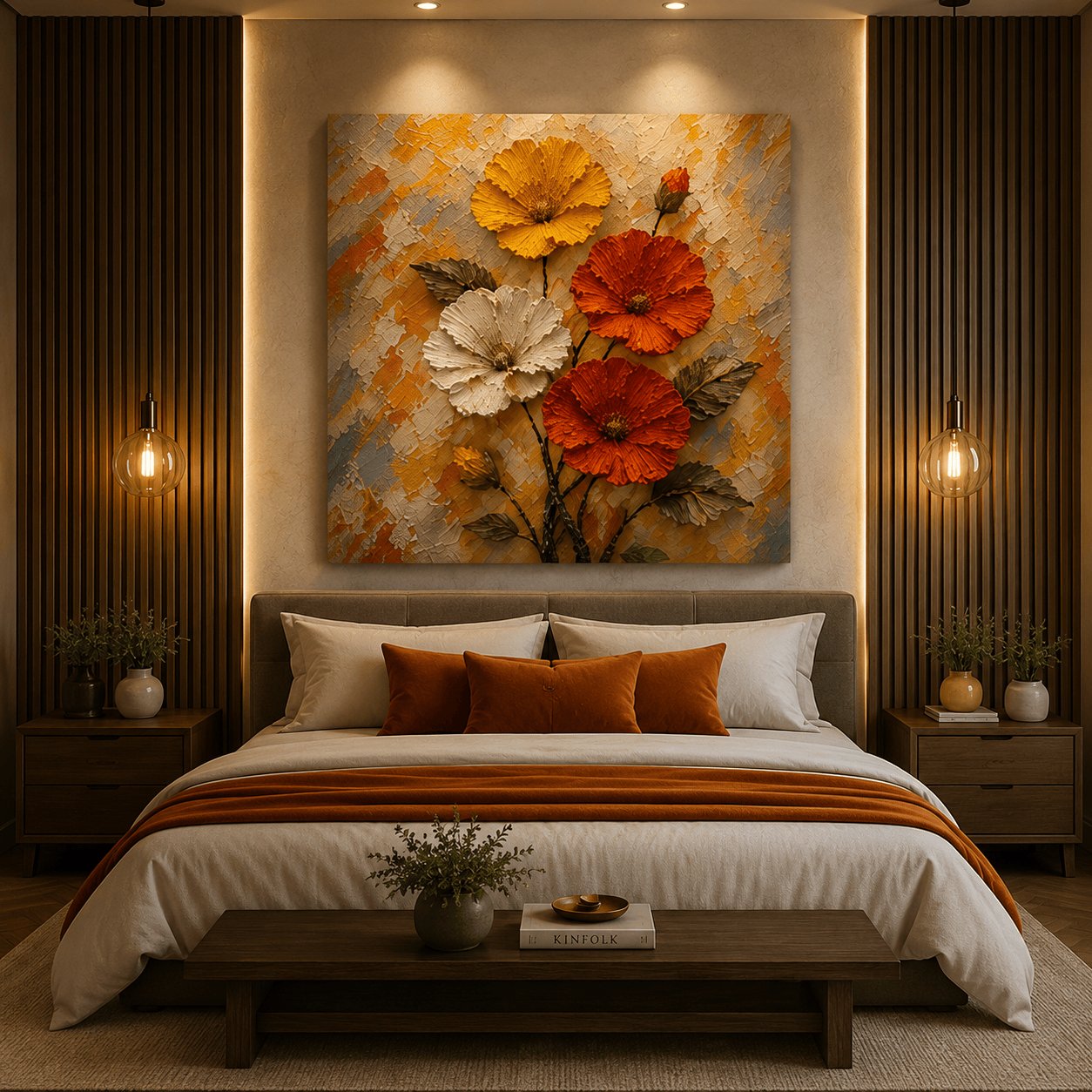 Sunset Harvest 3D Floral Canvas Print – Heavy Impasto Palette Knife Wildflower Wall Art - Image 4